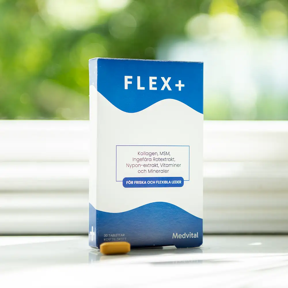 Flex+ kosttillskott förpackning — 30 kapslar